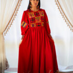 Embroidery Silk Orange Tone Dress