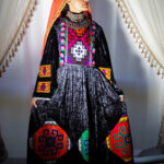 Embroidery Velvet Black Dress